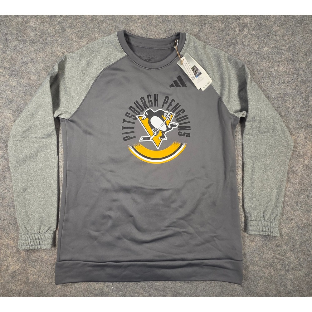 Adidas Pittsburgh Penguins NHL Womens Crewneck Sweatshirt Grey Large NWT New